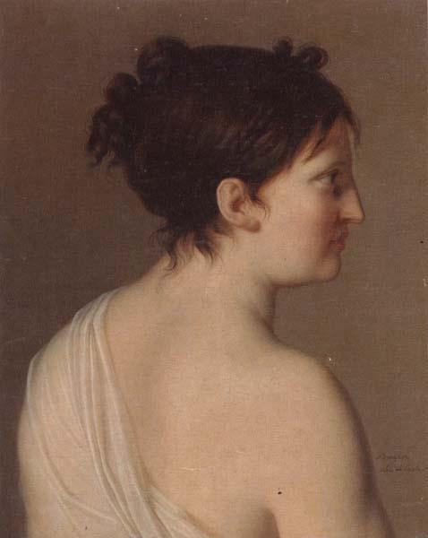 Elise Bruyere Study of a young woman,half-length,in profile,wearing a white robe Germany oil painting art